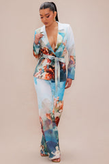 Aphrodite Blazer Suit Set - Blue/combo