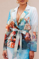Aphrodite Blazer Suit Set - Blue/combo