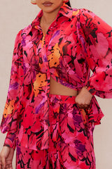 Samone Wide Leg Pant Set - Fuchsia/combo