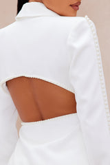 Julietta Satin Blazer Skirt Set - White