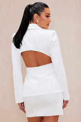 Julietta Satin Blazer Skirt Set - White