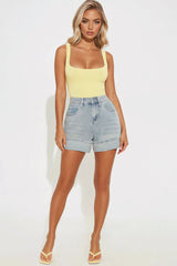 Syrene Non Stretch Relaxed Cuffed Denim Shorts - Vintage Wash