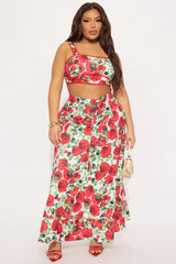 Floral Romance Skirt Set - Red/combo
