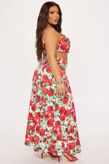 Floral Romance Skirt Set - Red/combo