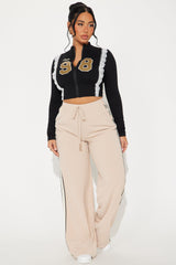 Level Up Lace Zip Up Top - Black