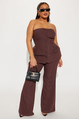 Stacy Polka Dot Flare Pant Set - Brown