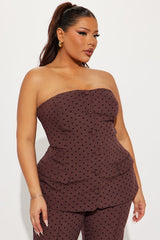 Stacy Polka Dot Flare Pant Set - Brown