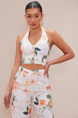 Bailey Linen Pant Set - Peach/combo