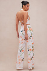 Bailey Linen Pant Set - Peach/combo