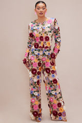 Adeline Embroidered Wide Leg Pant - Multi Color
