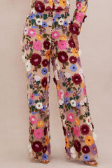 Adeline Embroidered Wide Leg Pant - Multi Color