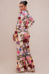 Adeline Embroidered Wide Leg Pant - Multi Color