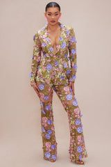 Gianina Embroidered Flare Pant - Pink/combo