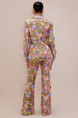 Gianina Embroidered Flare Pant - Pink/combo