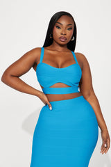 Breaking Habits Bandage Skirt Set  - Aqua