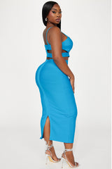 Breaking Habits Bandage Skirt Set  - Aqua