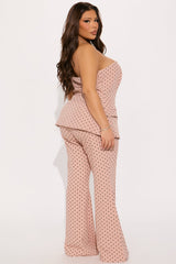 Stacy Polka Dot Flare Pant Set - Pink
