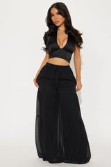 Sandra Chiffon Wide Leg Pant - Black