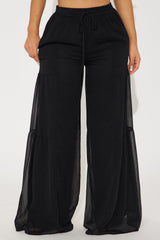 Sandra Chiffon Wide Leg Pant - Black