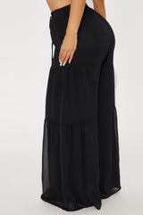 Sandra Chiffon Wide Leg Pant - Black
