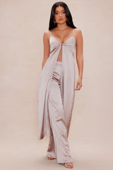 Genesis Flyaway Satin Pant Set - Taupe