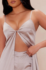 Genesis Flyaway Satin Pant Set - Taupe
