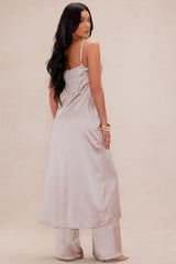 Genesis Flyaway Satin Pant Set - Taupe