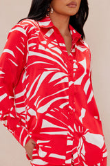 Sasha Satin Pant Set - Red/combo