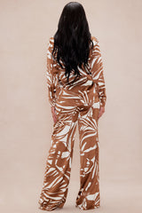 Sasha Satin Pant Set - Brown/combo