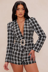 Sarah Tweed Short Set - Black/combo