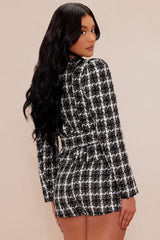 Sarah Tweed Short Set - Black/combo