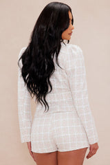 Sarah Tweed Short Set - Pink/combo