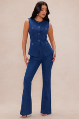 Dana Tailored Denim Flare Pant - Dark Wash