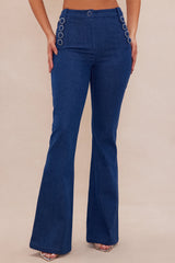Dana Tailored Denim Flare Pant - Dark Wash