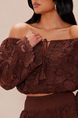 Marina Crochet Pant Set - Chocolate
