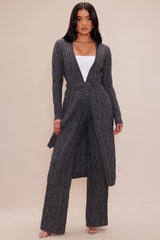 Selena Cardigan Sweater Set - Charcoal
