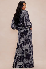 Anna Satin Pant Set - Navy/combo