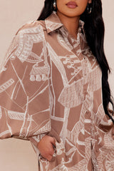 Anna Satin Pant Set - Mocha/combo