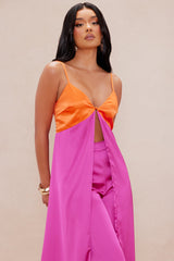 Gigi Flyaway Satin Pant Set - Pink/combo
