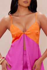Gigi Flyaway Satin Pant Set - Pink/combo