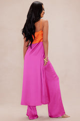 Gigi Flyaway Satin Pant Set - Pink/combo