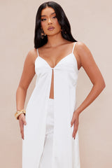 Gianina Flyaway Satin Pant Set - White