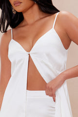 Gianina Flyaway Satin Pant Set - White