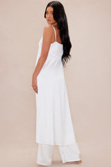 Gianina Flyaway Satin Pant Set - White