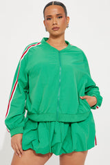 Sporty Bubble Hem Skirt Set - Kelly Green