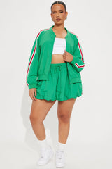 Sporty Bubble Hem Skirt Set - Kelly Green