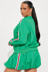 Sporty Bubble Hem Skirt Set - Kelly Green