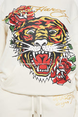 Ed Hardy Retro Tiger Hoodie - Ivory