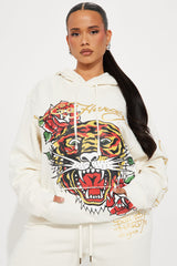Ed Hardy Retro Tiger Hoodie - Ivory