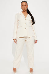 I Rest My Case Fitted Waist Blazer Set - Cream